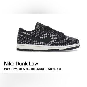 Nike Dunk Low Black and White Tweed Sneakers Harris Tweed